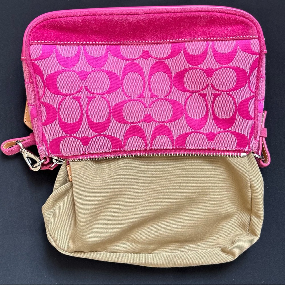 Coach HOT PINK Signature Logo Demi Mini Canvas bag - Picture 9 of 15